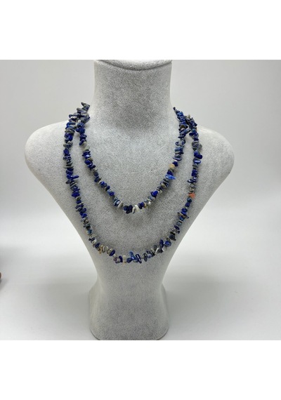 Sertifikalı Lapis Lazuli Saçaklı Model Doğal Taş Kolye 80 Cm Çok REnkli