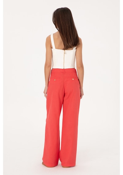 U.S. Polo Assn. Kadın Kırmızı Loose Fit Kanvas Pantolon 50300631-VR213