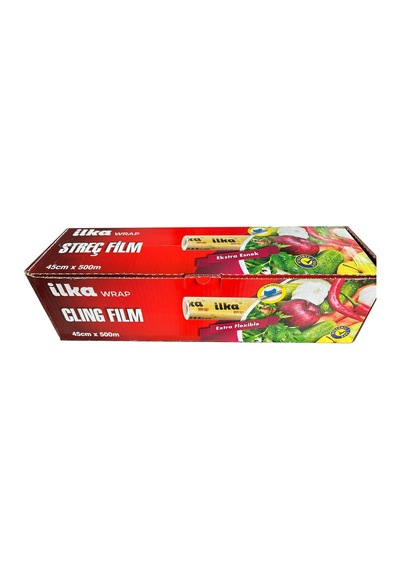 İlka Şeffaf Mutfak Rulo Streç Film Folyo - 45 Cm. X 500 Metre - Gıdaya Uygun - 1 Paket