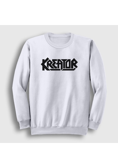 Presmono Unisex Logo Kreator Sweatshirt Beyaz
