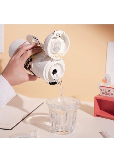 Diller 480ml Sevimli Hayvanlar Süslü Pipetli/pipetsiz El Askılı Paslanmaz Çelik Termos Panda