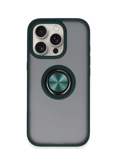 Newface - 820 - Apple iPhone Uyumlu 16 Pro Kılıf Montreal Yüzüklü Silikon Kapak - Csmo-tex - - Yeşil