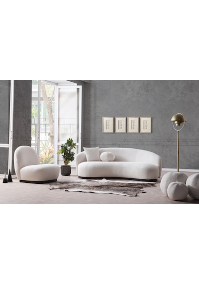 Vipa New Moon Lüks Modern Şık Comfort İskandinav Tasarım 3+1 Koltuk Ve Salon Ve Oturma Odası Takımı Kırık Beyaz
