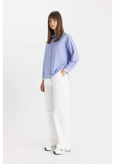 Defacto Wide Leg Geniş Bol Paça Cepli Beyaz Basic Düz Gabardin Pantolon C4528AX24SMWT83 Beyaz