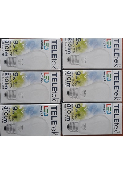 Teletek 9w Led Ampul Beyaz Işık 6500K 6'lı