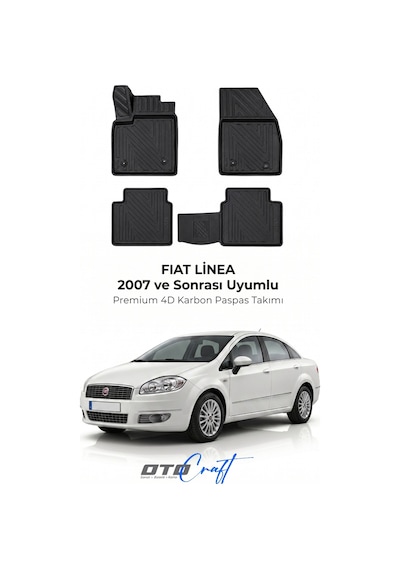 Otocraft Fiat Linea 2007+ Araca Özel 4d Karbon Oto Paspas Havuzlu Tam Set