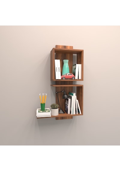 Rafkestir Artı Duvar Raf Set Hareli Ceviz (Mat)