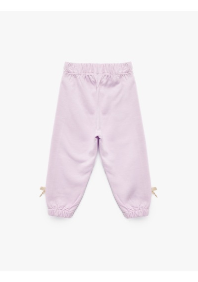Koton Pamuklu Beli Lastikli Fiyonk Detaylı Şardonlu Jogger Eşofman Altı Lila 6wmg40057ak Lila