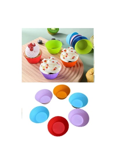 6 Adet Yıkanabilir Mini Tırtıklı Muffin Kalıbı- Ri Cpr-6147-3c298 Renkli
