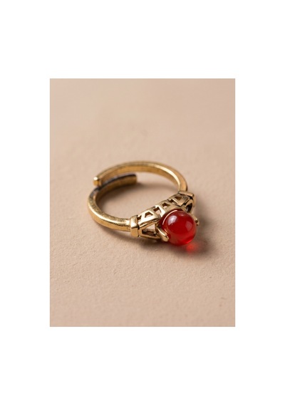 Esoo Jewelry Vintage Taşlı Bohem Ayarlanabilir Kadın Yüzük Antik Pirinç - Bordo