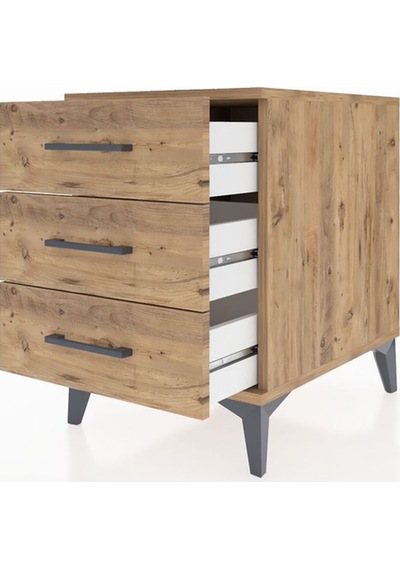 Kronos Komodin 3 Çekmeceli 44x59x64 Çam-çam Çam