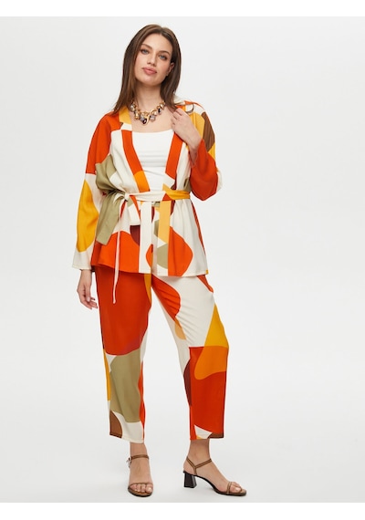 Faik Sönmez Geometrik Soyut Desen Kimono S25kmn001 Us25kmn001100 Multi Çok Renkli