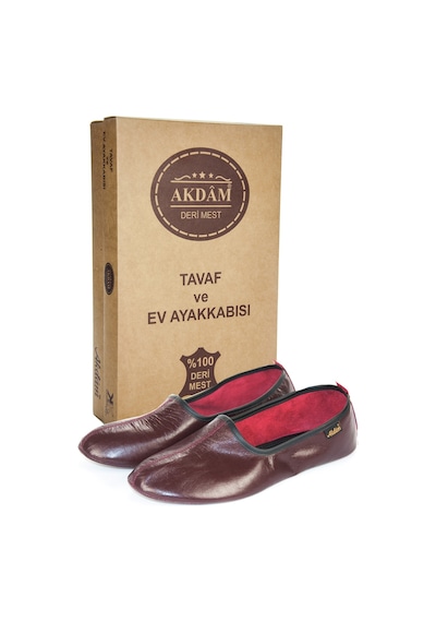 "%"100 Deri Hac Umre Tavaf Ve Ev Ayakkabısı Bordo