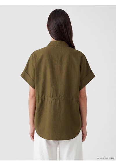 Lcw Everyday Yeşil Bağcıklı Oversize Kadın Gömlek