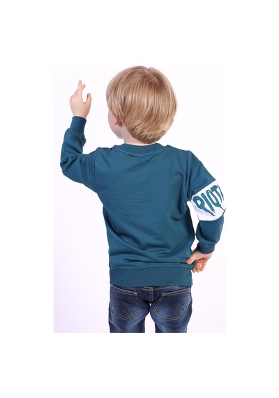 Toontoy Kids Toontoy Erkek Çocuk Ön Ve Kol Baskılı Sweatshirt Petrol Mavi