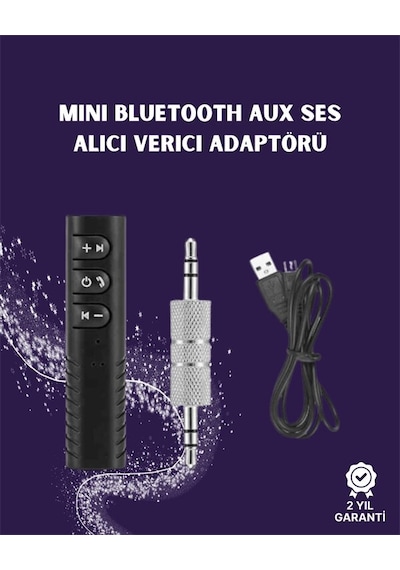 Hepsi Bluetooth Aux Adaptör 3.5mm Ses Girişi İçin Kablosuz Dönüştürücü 10m Menzil Najmaddin