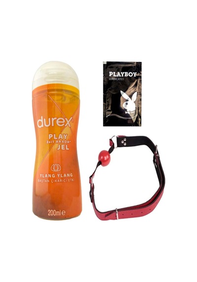 Durex Play 2si1 Arada Ylang Ylang Baştan Çıkartmaya & Kayganlaştırmaya Jel 200 Ml + Kırmızı Deri Ağız Topu + Hediye