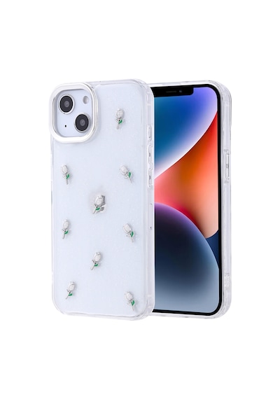 Apple Uyumlu iPhone 13 Uyumlu Kılıf Airbag Tasarımlı Simli Şeffaf Zore Kutup Kapak - Lale Şeffaf -