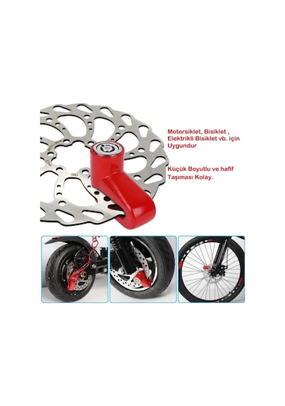 2'li Güvenlik Seti Disk Kilidi + Spiral Çelik Halat Scooter Bisiklet Motosiklet İçin Üstün Koru Diğer