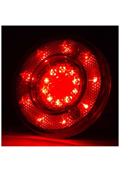 Ahmet Otomotiv Yuvarlak Uyumlu Otobüs-minibüs Stop Lambası 19 Led 12/24v Kırmızı/kırmızı