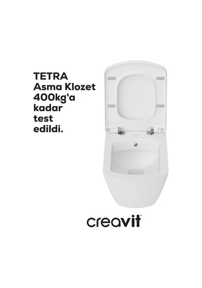 Creavit Tetra Duroplast Yavaş Kapanan Klozet Kapaklı Beyaz Set