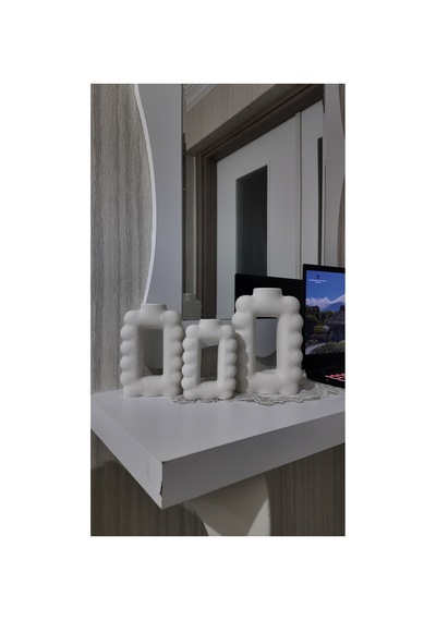 Dekoratif Dikdörtgen Vazo Mega Set 20-17-14 Cm Bohem De Yeni Form İskandinav Değil Meram Tarzı Beyaz Beyaz