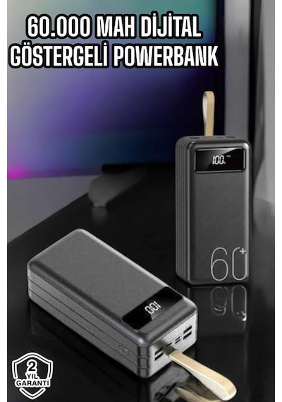 Powerbank 60.000 Mah Hızlı Şarj 4 Çıkışlı Uzun Şarj Süreli Dijital Göstergeli - Lisinya