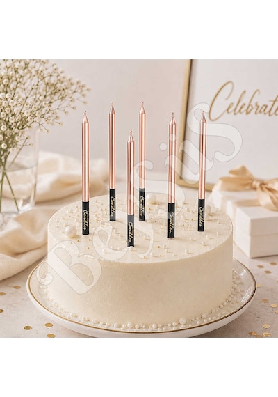 Kısa 6lı Mum Rose Gold