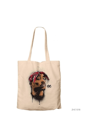 Tupac Shakur Cartoon Artwork Kanvas Bez  Çanta
