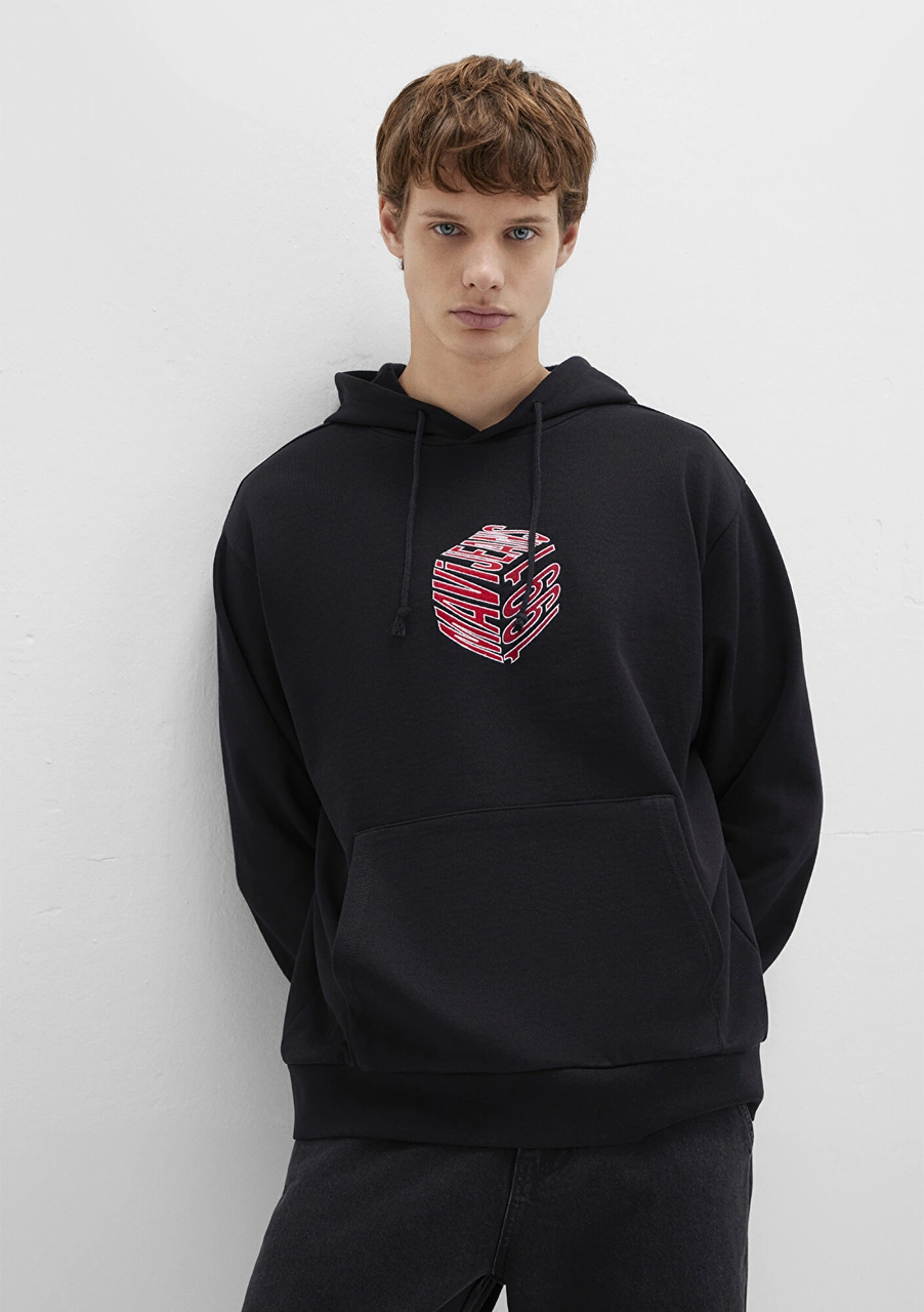 Mavi - Mavi Baskılı Kapüşonlu Siyah Sweatshirt 0s10397-900 Siyah