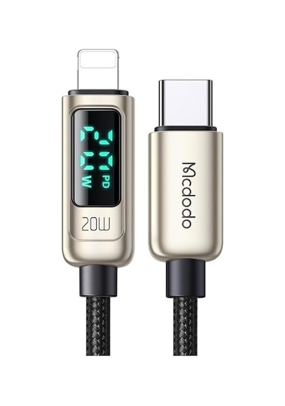 Ca-8811 20w Dijital Göstergeli Type-c To Lightining Pd-data Şarj Kablosu-gümüş Standart
