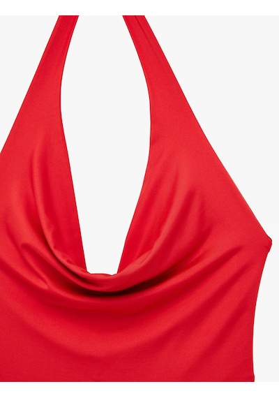 Koton Sırt Dekolteli Degaje Yaka Bodysuit Kırmızı 6sak10183ek Kırmızı