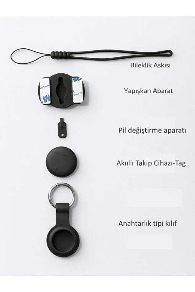 Smart Tag -ıos Uyumlu Tag Anahtarlık + Bileklik Askı Siyah