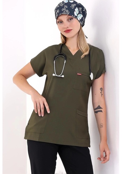 Bflex Unisex Likralı Yarasa Kol Tek Üst - 6427 Haki Yeşili