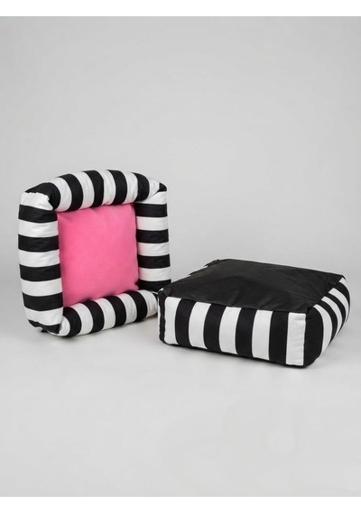 Lüks Kare Zebra Desen Kedi Köpek Yatağı - Pembe