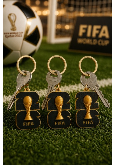 3'lü Dünya Kupası Anahtarlık Seti, 3d Baskı Futbol Severlere Hediye Siyah