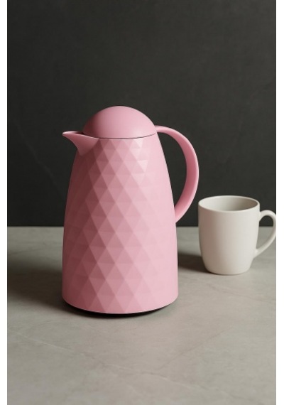 1 Lt Akrilik Soft Pembe Çay Termosu 12 Saat Sıcak 24 Saat Soğuk Beyaz - Şeffaf