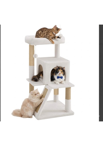 Missidea Nrs-0091 Teraslı Dekoratif Kedi Tırmalama Evi Beyaz