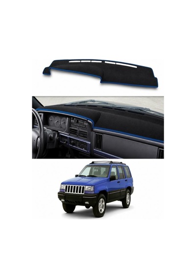 Jeep - Grand Cherokee 1992-1998 Uyumlu Torpido Koruma Kılıfı - Mavi Şeritli