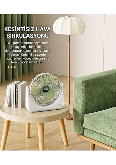 Polham 1200mah Ultra Ferahlatıcı Masaüstü Vantilatör, Portatif, Taşınabilir Hafif Fan, Ofis, Ev İçin Mini Fan