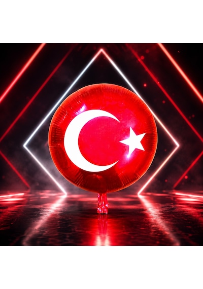 Vıp Kalite 21 Adet Türk Bayraklı Balon 46 Cm Kırmızı Türk Bayraklı Folyo Balon Parlak Metalik Balon