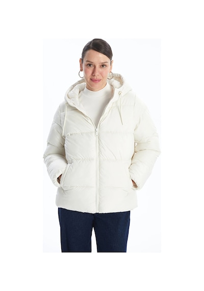 LC Waikiki Lcwaıkıkı Classic Ekru Kapüşonlu Kadın Şişme Mont Ecru