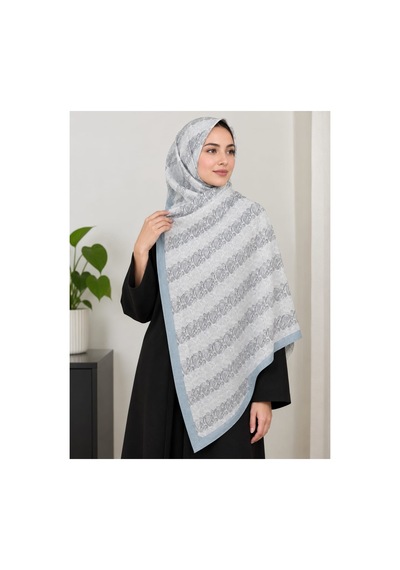 Ardün Hijab Desenli Bambu Kraş Şal Tok Duran Kadın Şal Mavi - 938078175 Mavi