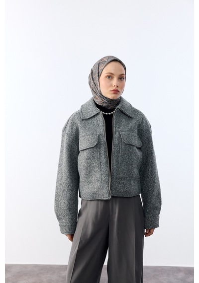 Mirsoy Scarf Zümra Desen Eşarp Antrasit