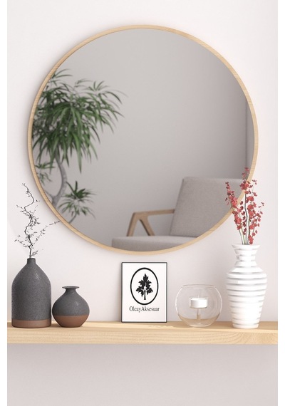 Sonomo Dekoratif 43cm Yuvarlak Ayna Antre Hol Koridor Duvar Aynası Salon Mutfak Banyo Wc Ofis Aynası Sonomo
