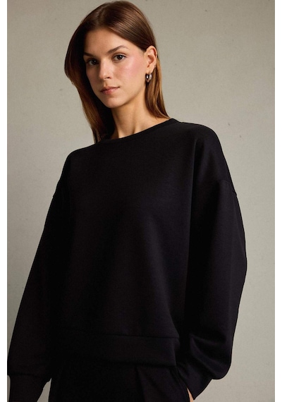 Defacto Bisiklet Yaka Modal Sweatshirt G2913ax25aubk81 Siyah