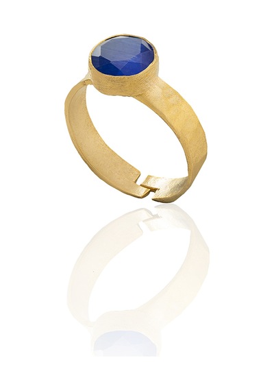 Kadir Jewellery 22 Ayar Altın Kaplama Zirkon Taşlı Kadın Minimal Yüzük Parlement Mavisi 10386104
