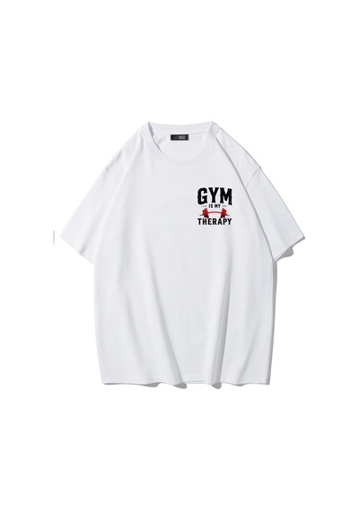 Brz Collectıon Brz Collection Unisex Oversize Gym Is My Therapy T-shirt Beyaz