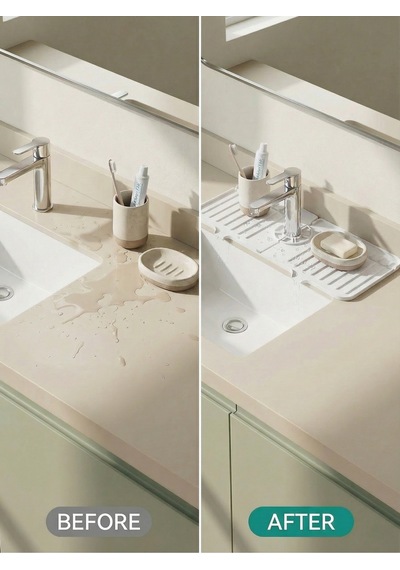 Beyaz Elastik Musluk Mat Su Tutucu Düzenleyici Silikon Kaydırmaz Mutfak Banyo Lavabo Tezgah Matı Pla Diğer