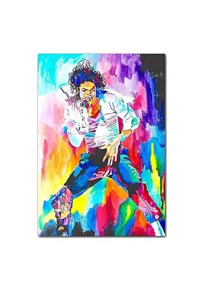 Cakatablo Ahşap Tablo Renkli Michael Jackson Şekilli Görsel -